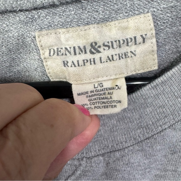Denim & Supply Ralph Lauren Gray Sweatshirt with Blue Print large - Picture 3 of 6
